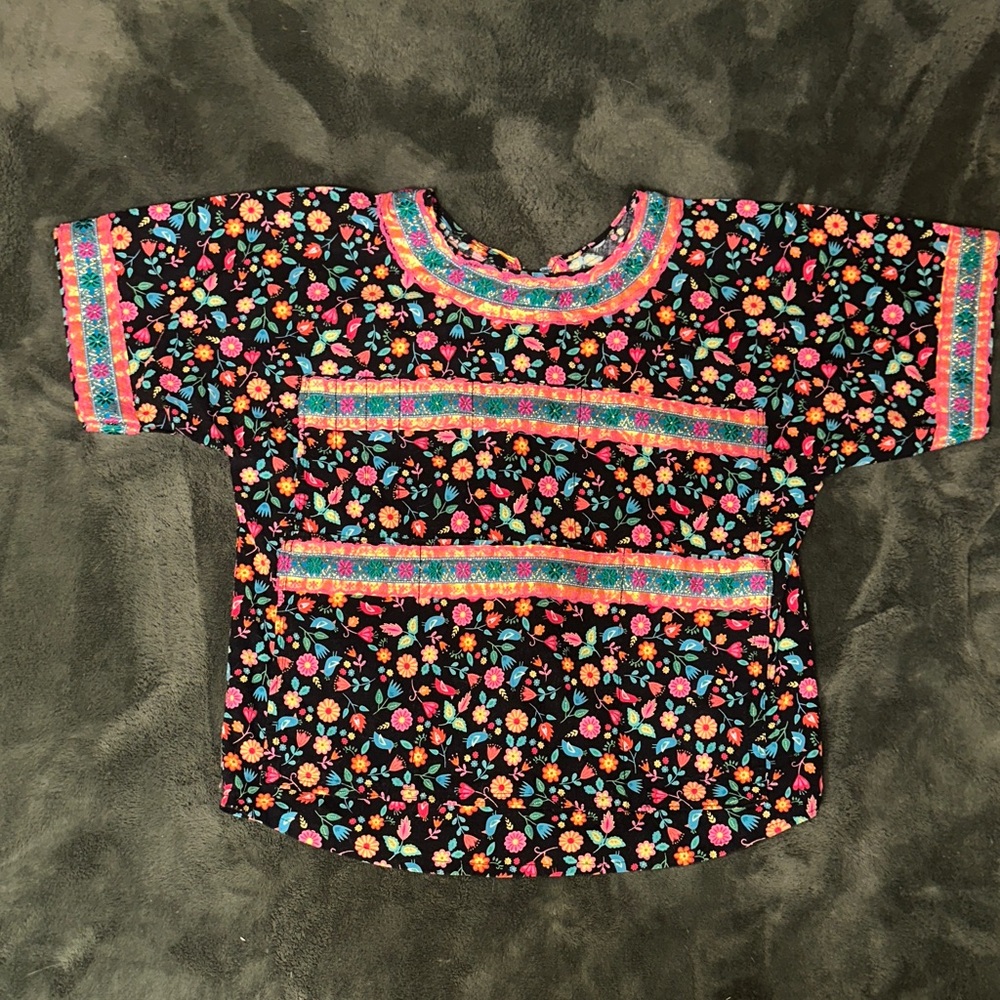 Handmade Floral Kids Shirt - Multicolor